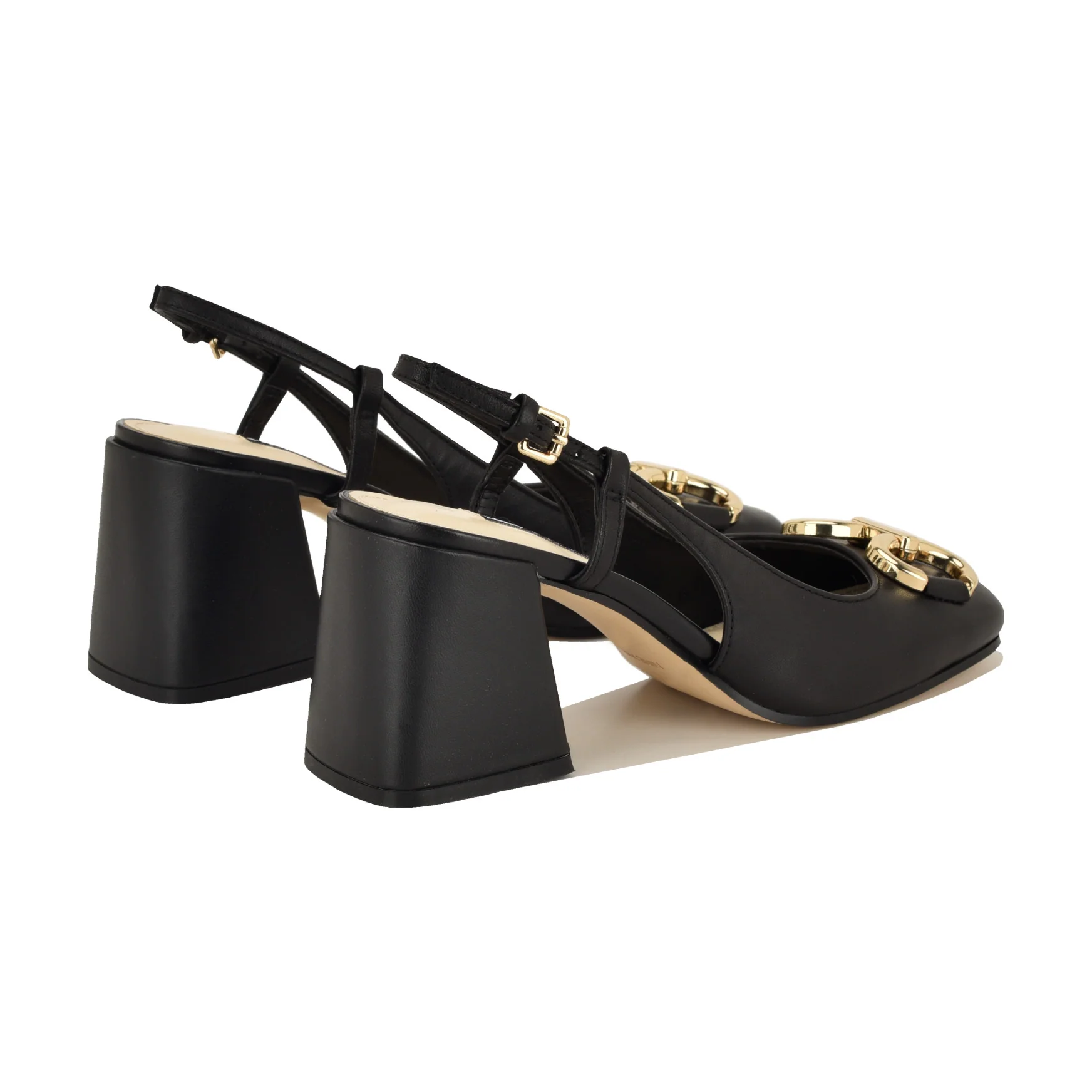 Cast Leather Block Heel Slingback Pumps - Image 3