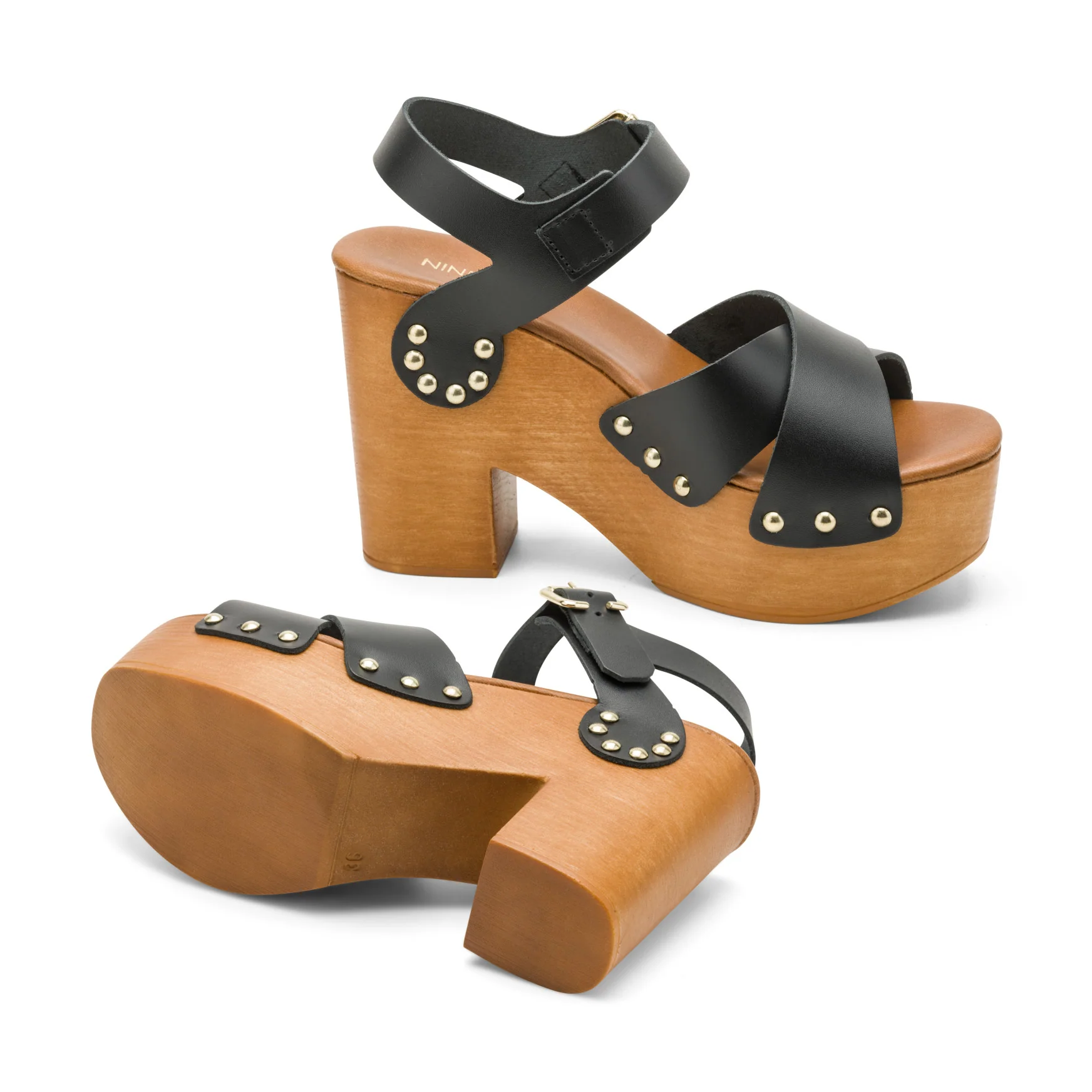 Corts Studded Leather Wedge Sandals - Image 4