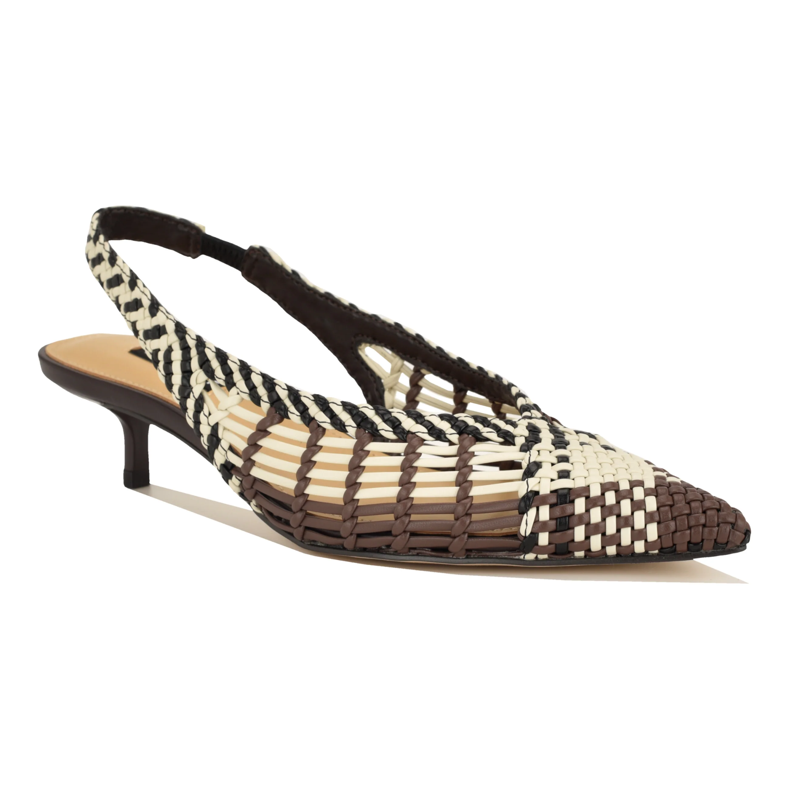 Edela Woven Kitten Heel Slingback Pumps - Image 2