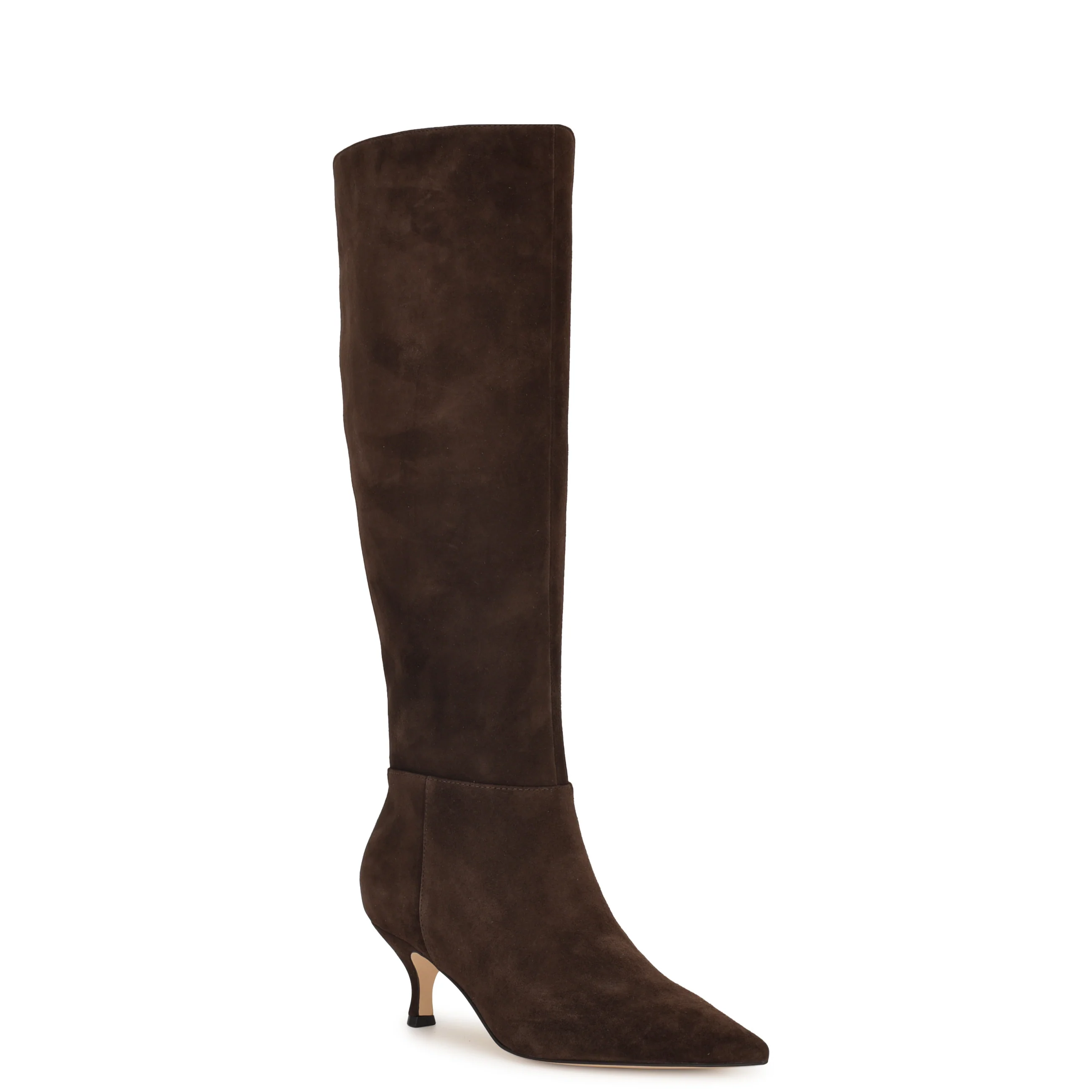 Somas Kitten Heel Knee High Leather Boots - Image 2